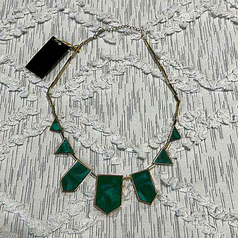 House of Harlow 1960 Emerald Resin‎ Five Station Necklace New